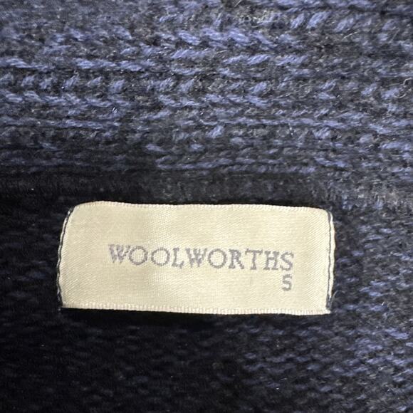 Woolworths Women's Wool Blend Cardigan Sweater Short Sleeve Collared Size S Navy - Picture 3 of 12